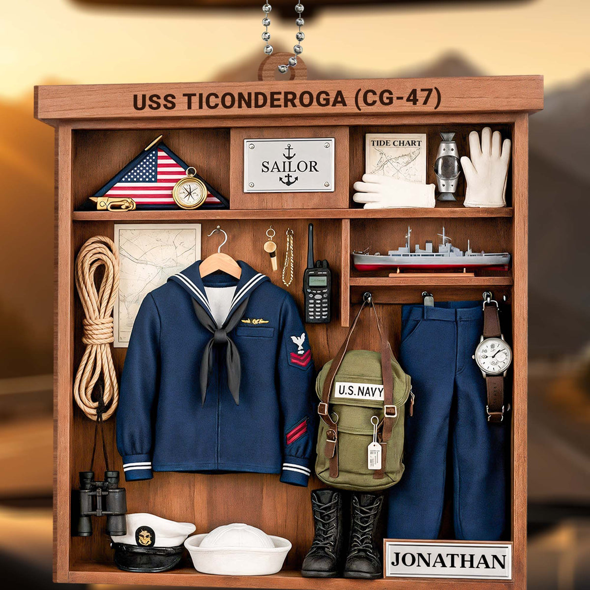 USS Ticonderoga CG-47, Military Jacket, Hat, Boots