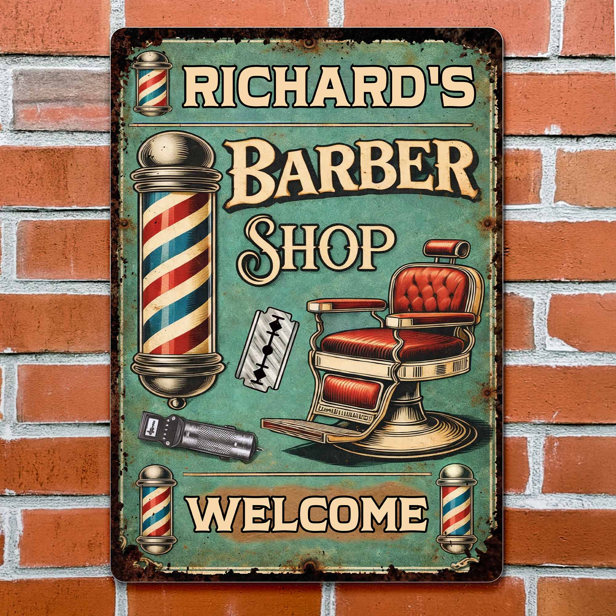 Welcome To Our Barber Shop Featuring Classic Barber Tools