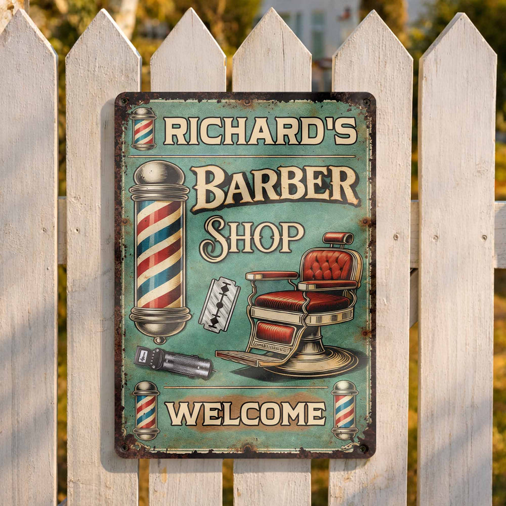 Welcome To Our Barber Shop Featuring Classic Barber Tools