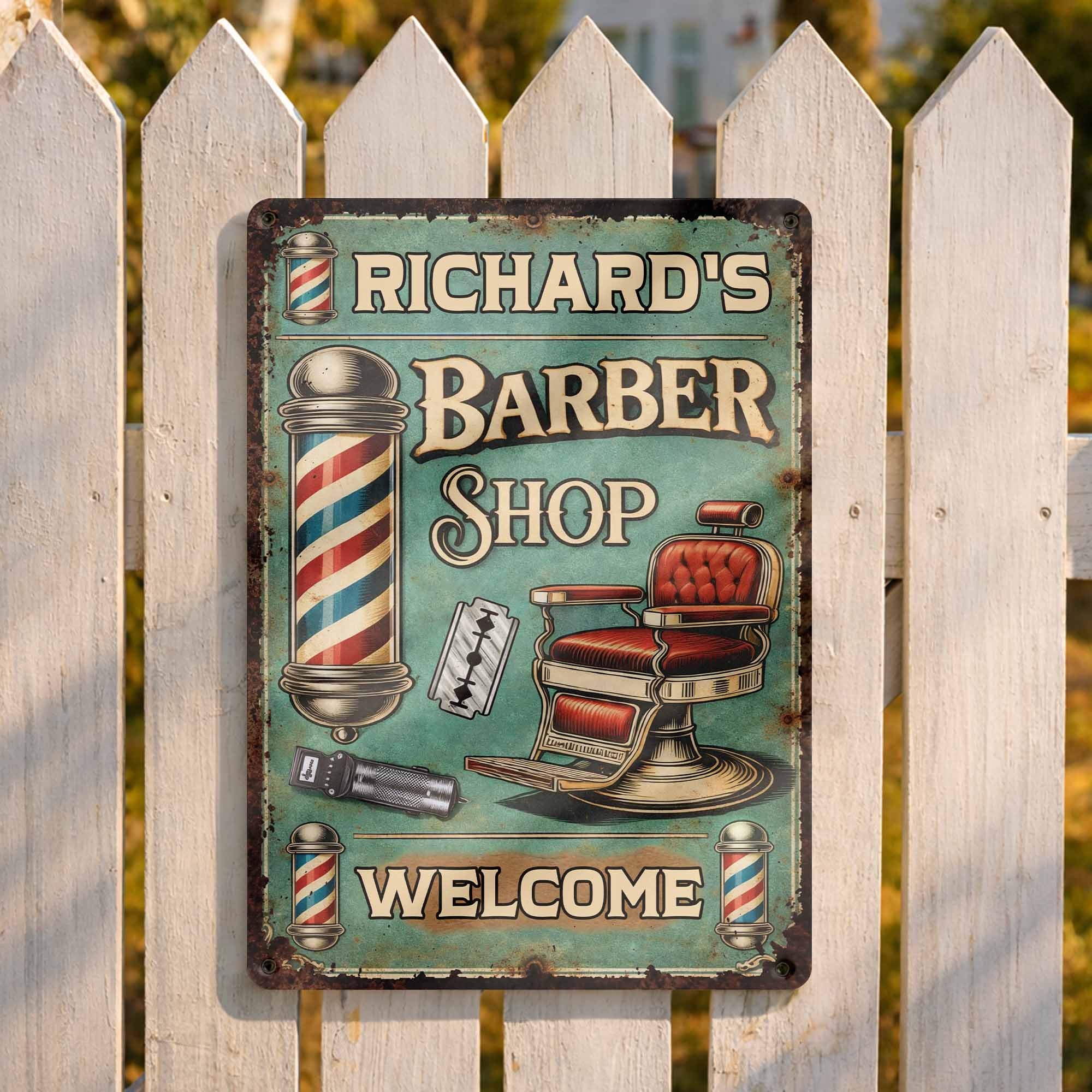 Welcome To Our Barber Shop Featuring Classic Barber Tools