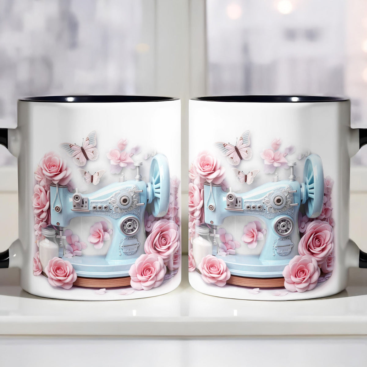 Celebrate Creativity With Sewing Machine and Roses Design