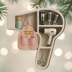 Custom Ornament For Hair Stylist With Styling Tools - Personalized Custom Wood Ornament, Custom Shaped - JBS049_WDO