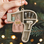 Custom Ornament For Hair Stylist With Styling Tools - Personalized Custom Wood Ornament, Custom Shaped - JBS049_WDO