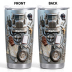 Custom Designed Tumbler With Truck And Tools