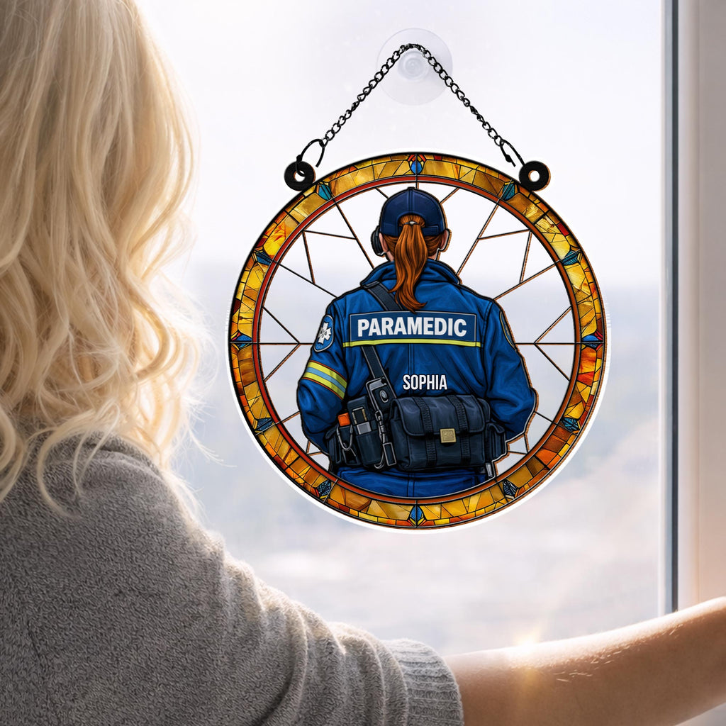 Customizable Paramedic Stained Glass Suncatcher