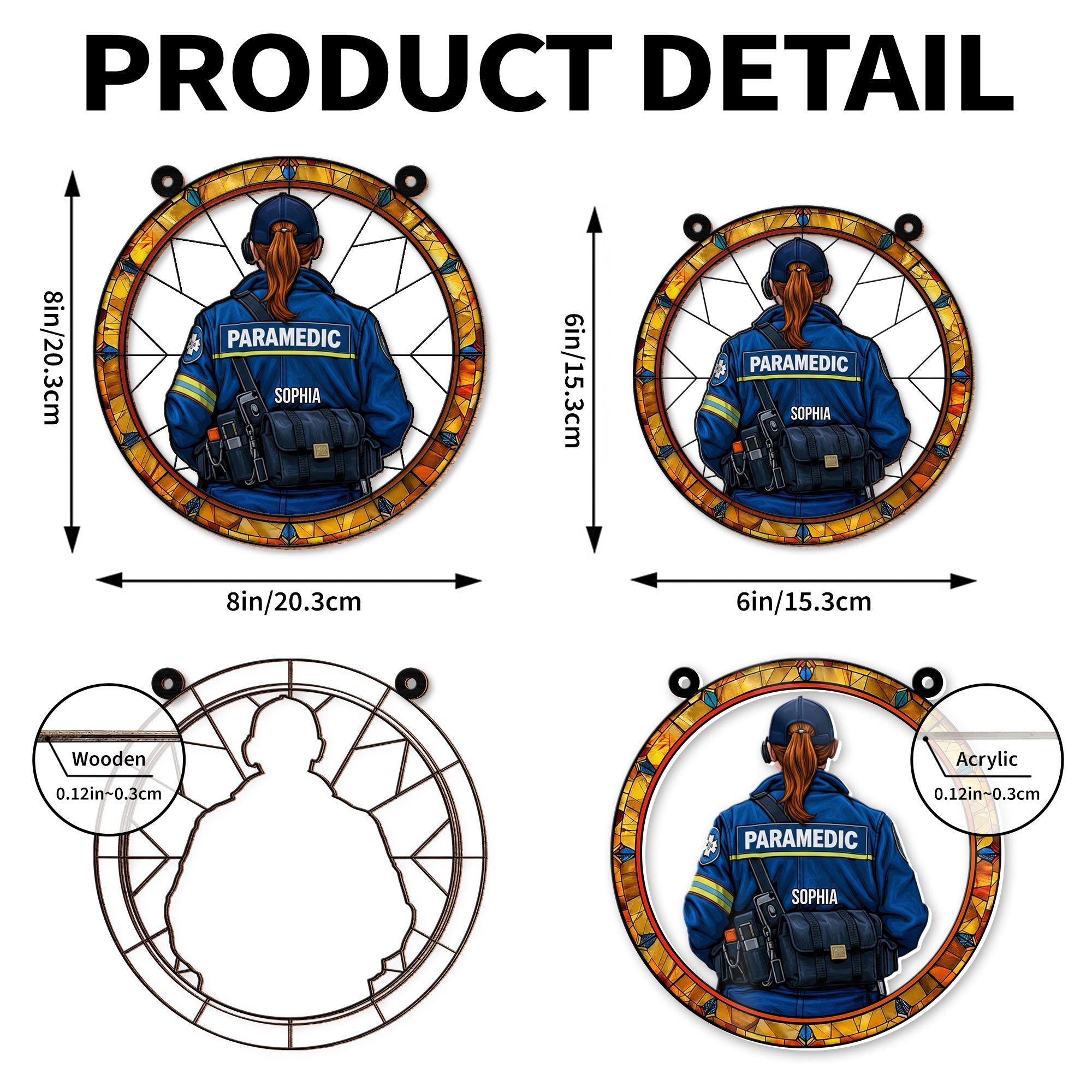 Customizable Paramedic Stained Glass Suncatcher