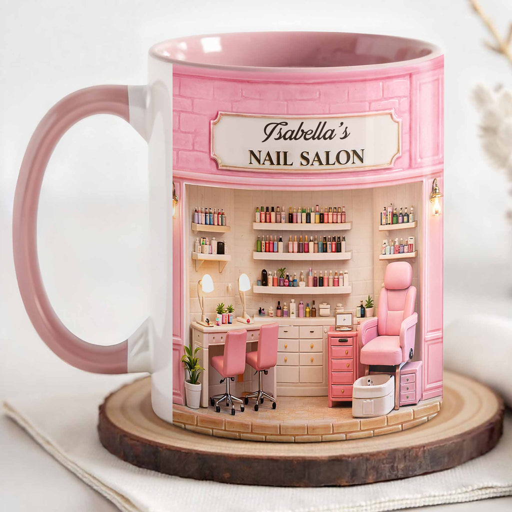 My Nail Salon With Pink Interior And Polish Bottles