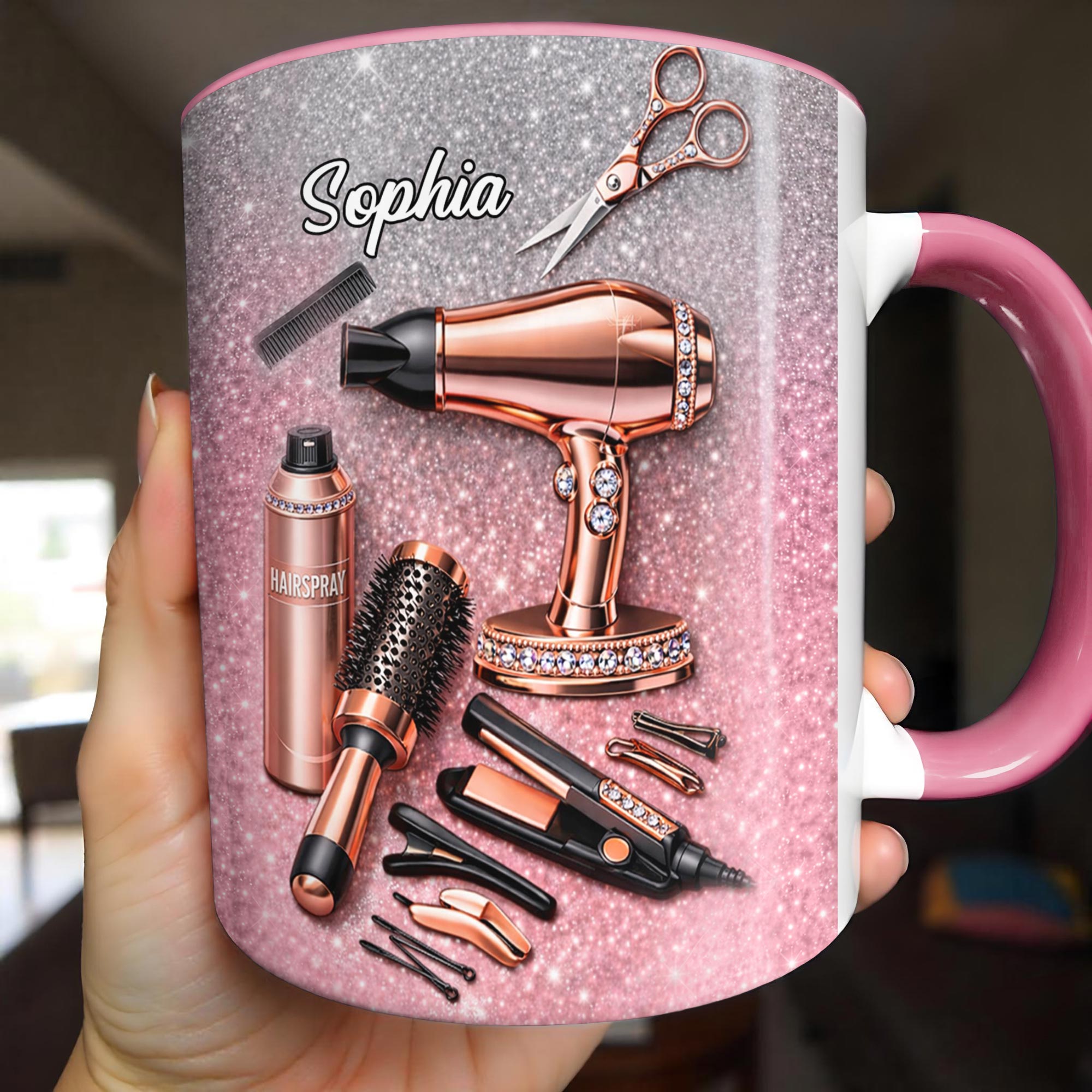 Stylist Tools and Sparkles Hair Dryer Scissors and Flat Iron