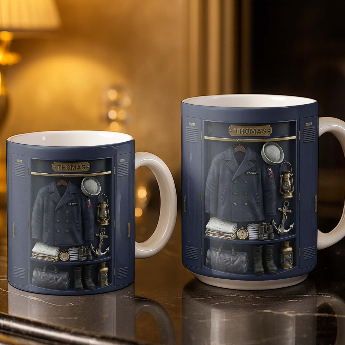 US Navy Locker With Uniform Anchor And Sailor Gear