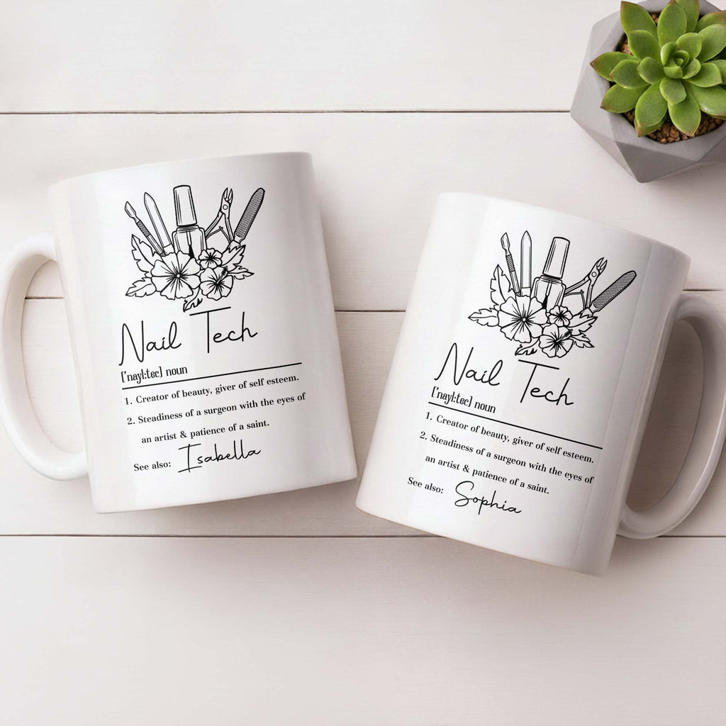 Nail Tech Creator Of Beauty Definition With Nail Polish And Flowers - Personalized Custom Coffee Mug - JBS273_MG