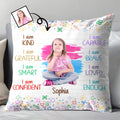I Am Brave, I Am Loved, Positive Affirmations With Colorful Doodles - Personalized Custom Pillow, Insert Included - KID022_PLW