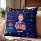 I Am Kind, Brave, and Smart Pillow with Sun and Stars - Personalized Custom Pillow, Insert Included - KID028_PLW