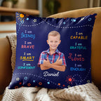 I Am Kind, Brave, and Smart Pillow with Sun and Stars - Personalized Custom Pillow, Insert Included - KID028_PLW