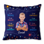 I Am Kind, Brave, and Smart Pillow with Sun and Stars - Personalized Custom Pillow, Insert Included - KID028_PLW