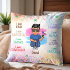 I Am Brave, I Am Loved, I Am Enough Cartoon Boy Pillow