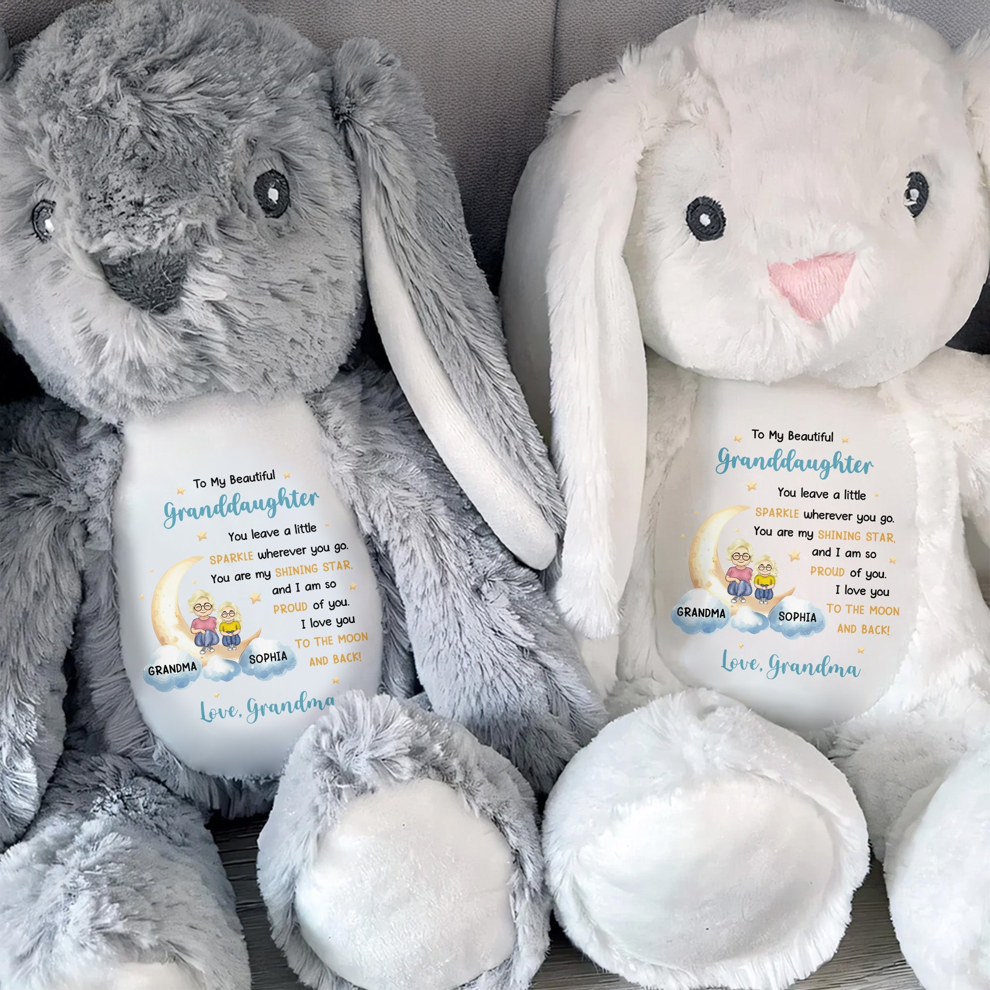 To My Beautiful Granddaughter, You Leave A Little Sparkle Wherever You Go, Stuffed Bunny and Stars
