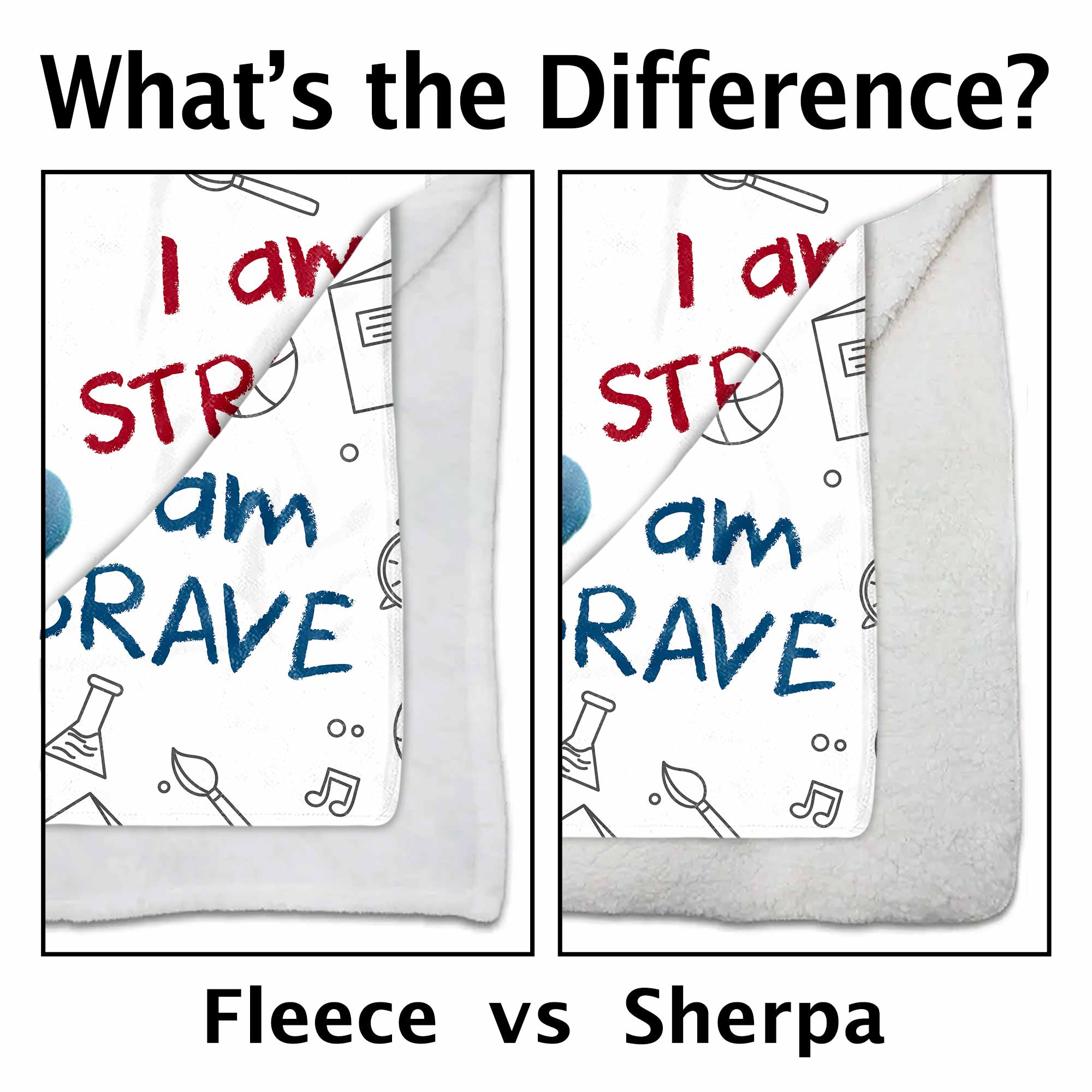 I Am Strong, Brave And Unique, Cartoon Girl Blanket