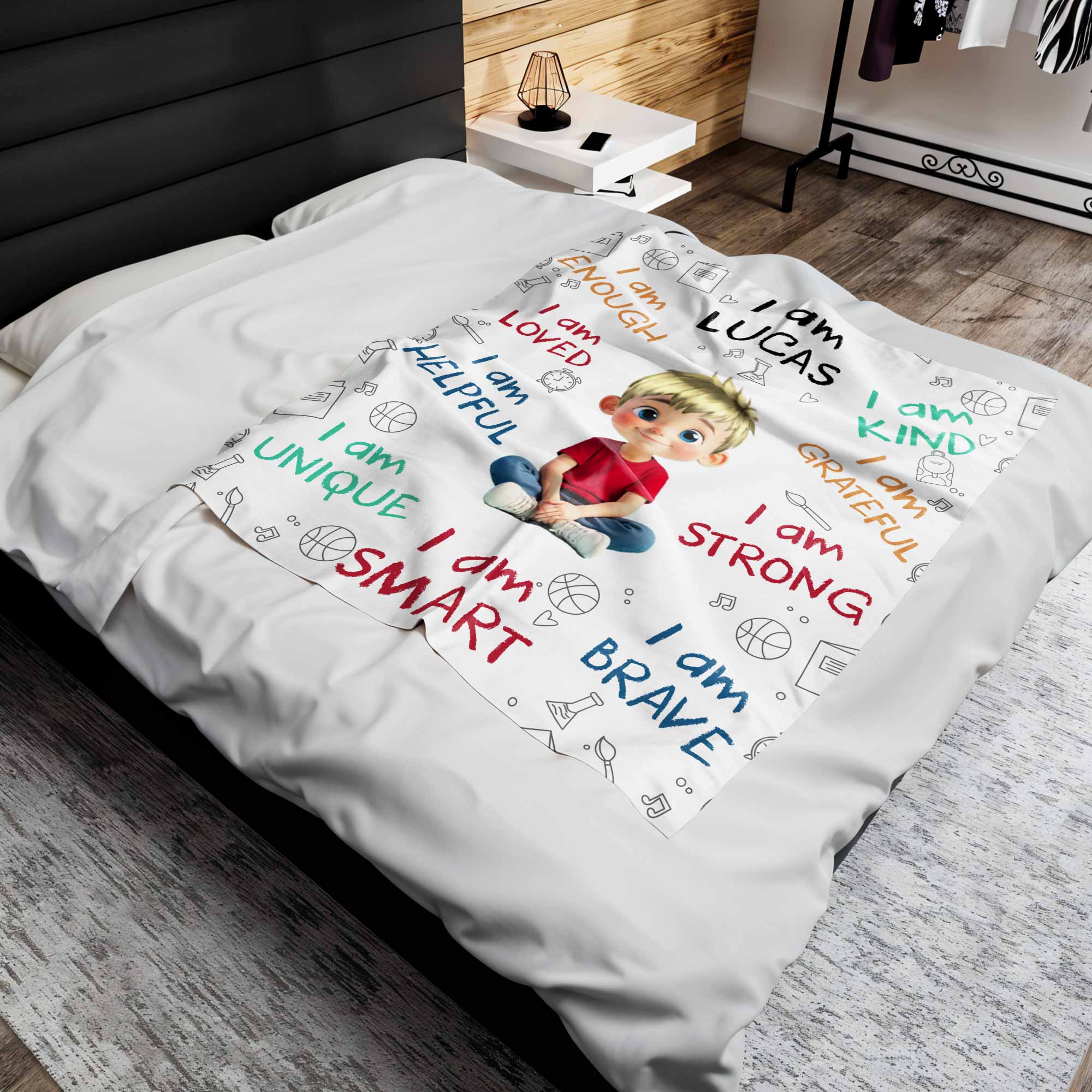 I Am Strong, Brave And Unique, Cartoon Girl Blanket