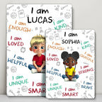 I Am Enough I Am Loved, Positive Affirmations And Cartoon Girl