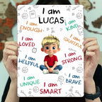 I Am Enough I Am Loved, Positive Affirmations And Cartoon Girl
