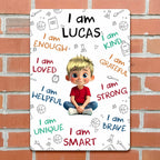 I Am Enough I Am Loved, Positive Affirmations And Cartoon Girl