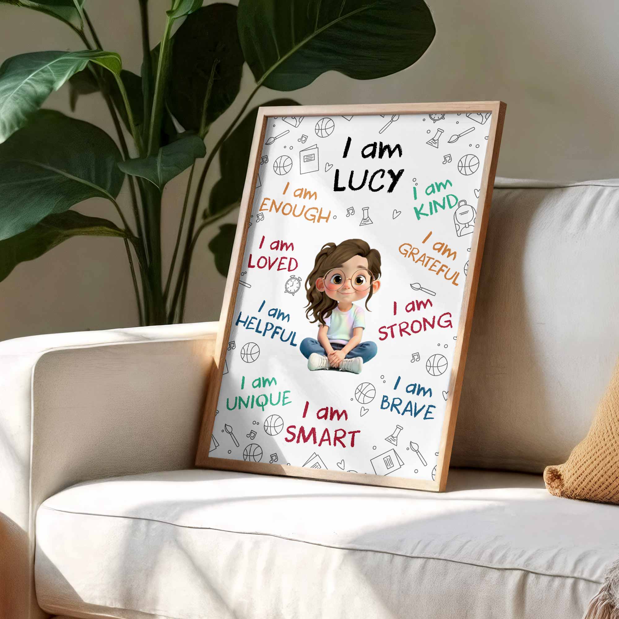 I Am Enough, Loved, Helpful, Unique, Smart - Personalized Custom Vertical Poster - KID243_VPOS