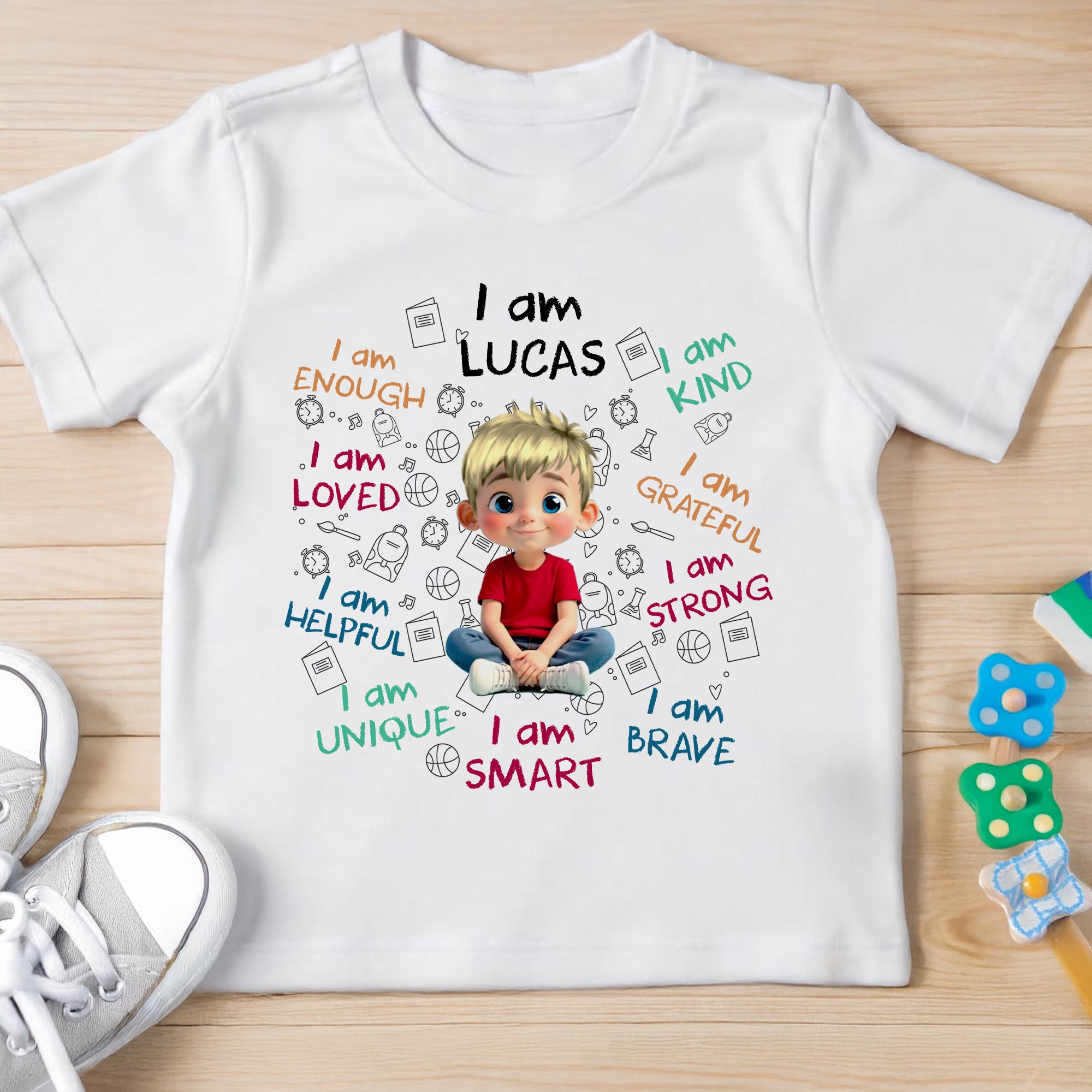 I Am Enough, Loved, Kind, Positive Affirmation T-shirt For Kids - Personalized Custom Youth T-shirt - KID243_WYOU