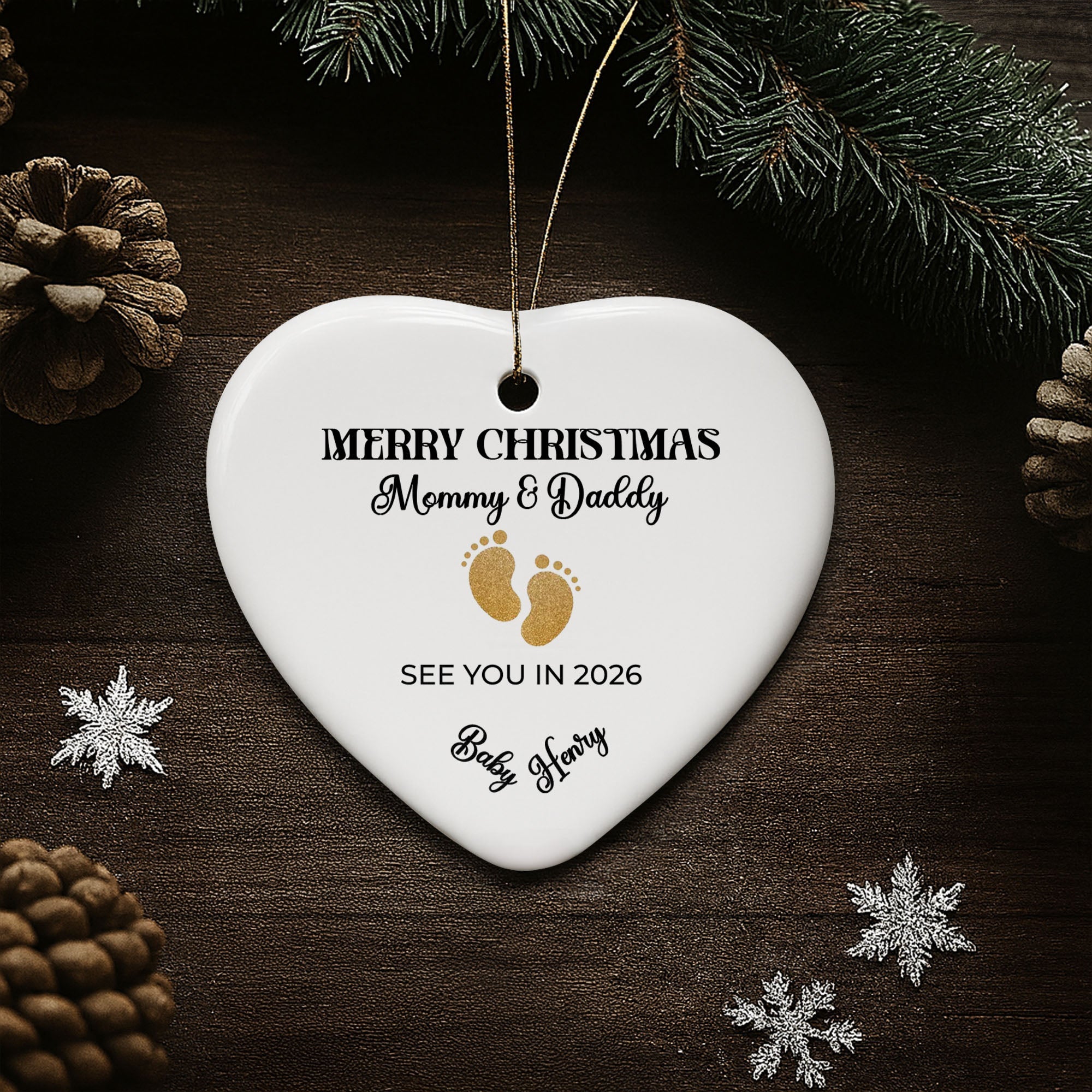 Merry Christmas Mommy And Daddy, Golden Footprints