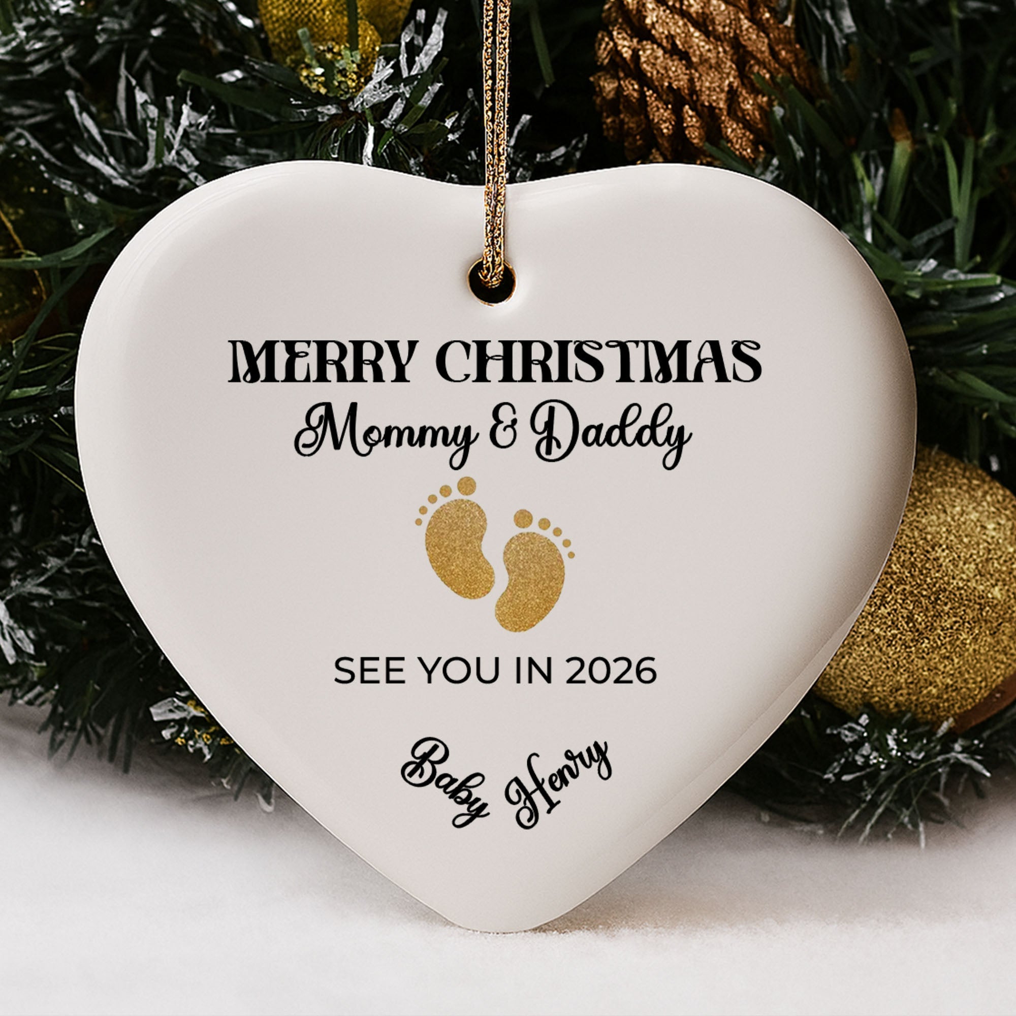 Merry Christmas Mommy And Daddy, Golden Footprints