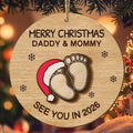 Merry Christmas Daddy & Mommy, Baby Feet With Santa Hat