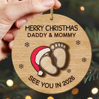 Merry Christmas Daddy & Mommy, Baby Feet With Santa Hat