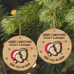 Merry Christmas Daddy & Mommy, Baby Feet With Santa Hat