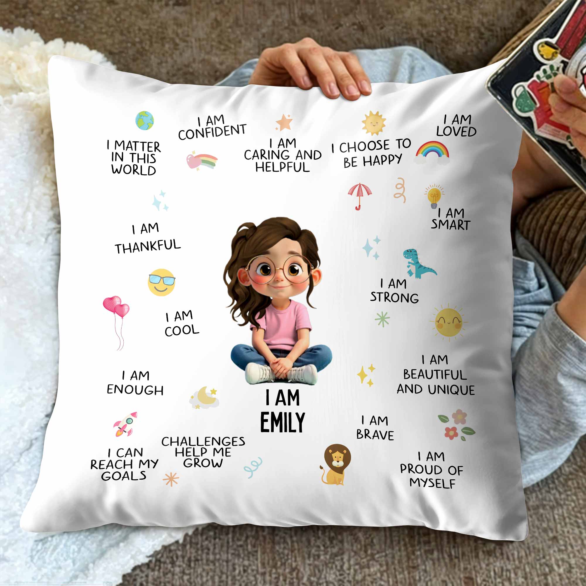 I Am Confident, I Choose To Be Happy, Encouraging Positive Thoughts Pillow - Personalized Custom Pillow, Insert Included - KID324_PLW