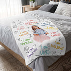 I Am Kind, Brave, Capable, Loved Blanket With Positive Affirmations - Personalized Custom Blanket - KID336_BLK