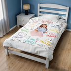 I Am Kind, Brave, Capable, Loved Blanket With Positive Affirmations - Personalized Custom Blanket - KID336_BLK