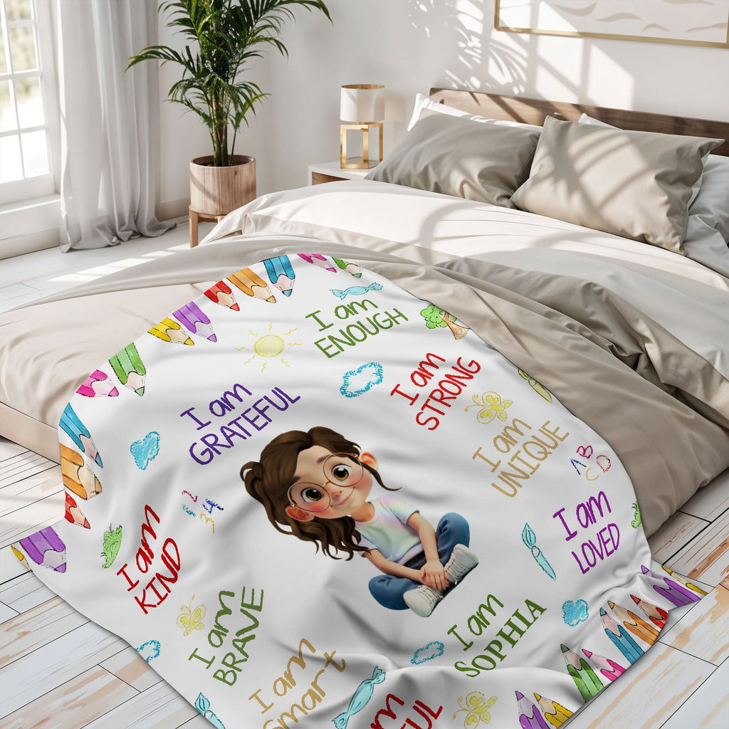 I Am Kind, I Am Grateful, Custom Positive Affirmations Blanket