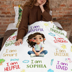 I Am Kind, I Am Grateful, Custom Positive Affirmations Blanket
