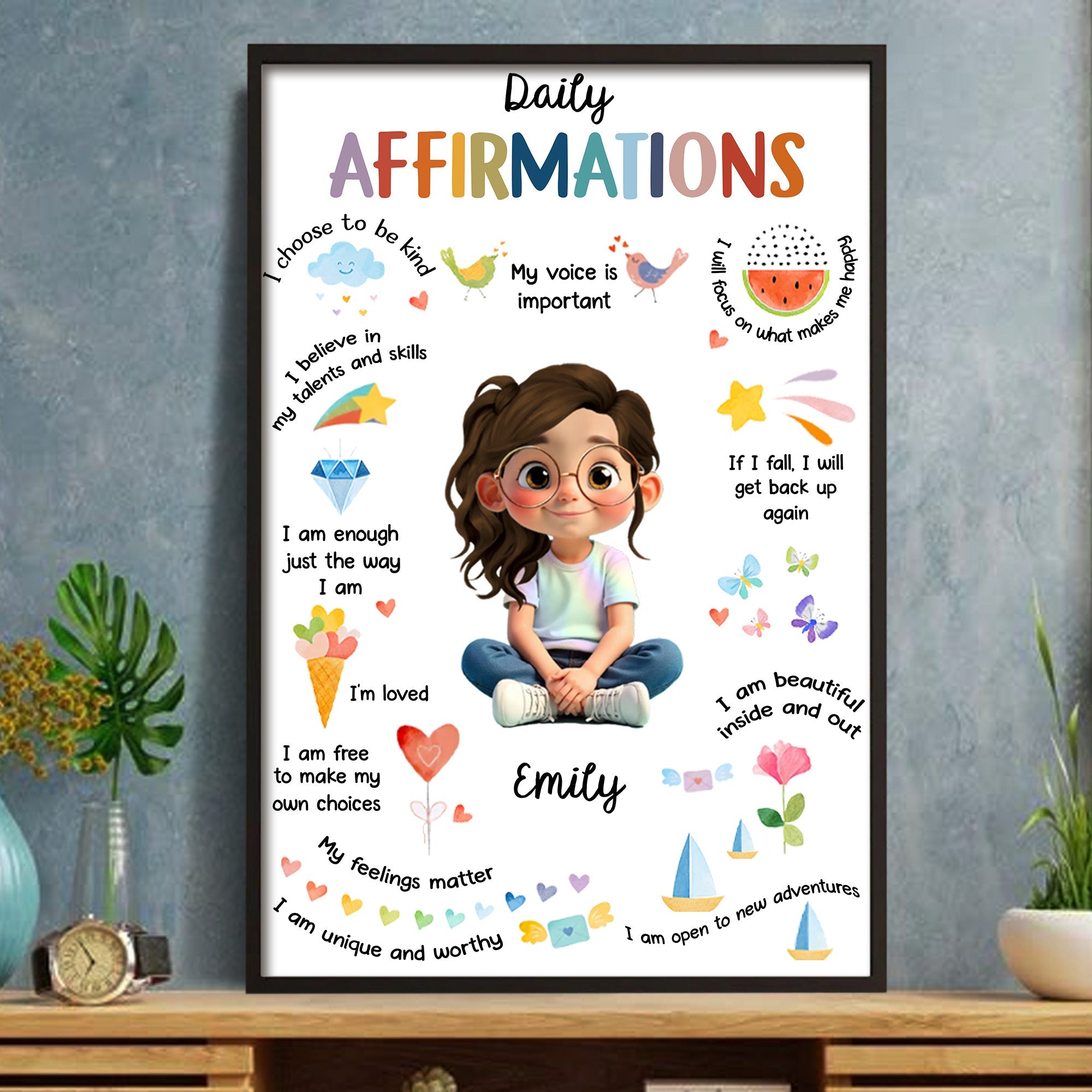 Daily Affirmations, Belief In Talents And Skills - Personalized Custom Vertical Poster - KID340_VPOS