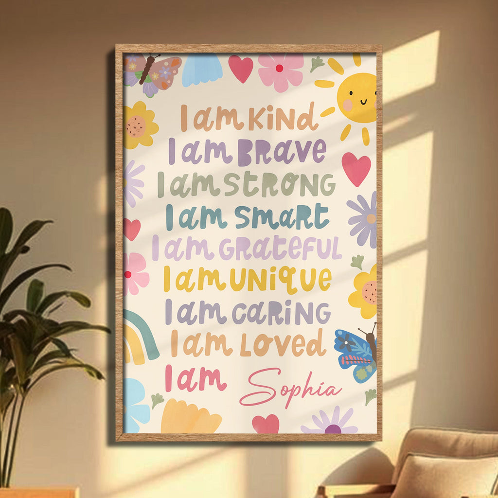 I Am Kind, Brave, Strong, Smart, Postive Affirmations Poster