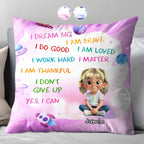 I Dream Big, I Am Brave, Cartoon Girl With Planets And Stars