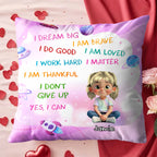 I Dream Big, I Am Brave, Cartoon Girl With Planets And Stars