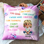 I Dream Big, I Am Brave, Cartoon Girl With Planets And Stars