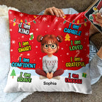 I Am Kind, Smart, Confident, Brave, Pillow With Cartoon Girl