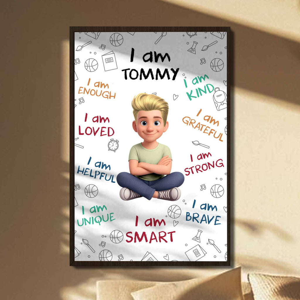 I Am Enough, I Am Loved, I Am Smart Poster - Personalized Custom Vertical Poster - KID399_VPOS
