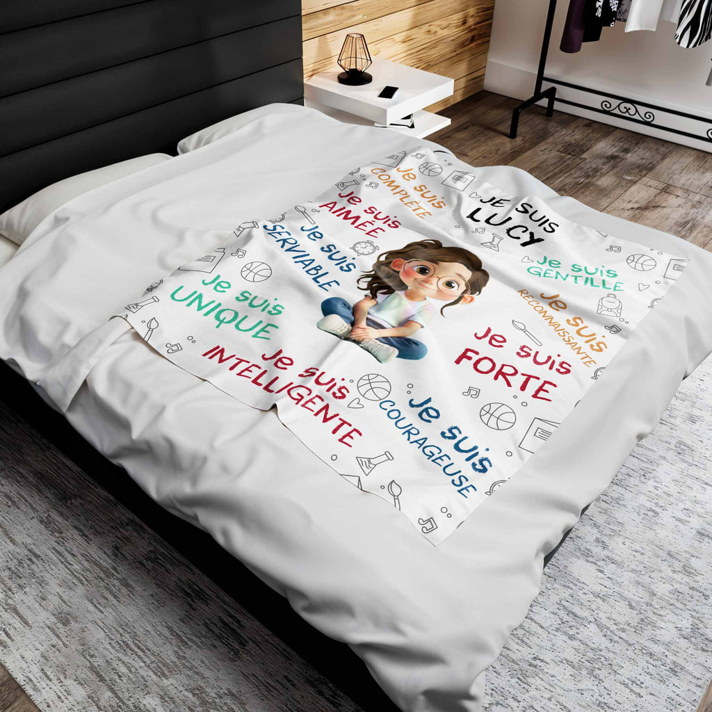 Personalized Cartoon Boy Blanket with Inspirational Words