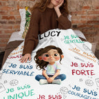 Personalized Cartoon Boy Blanket with Inspirational Words