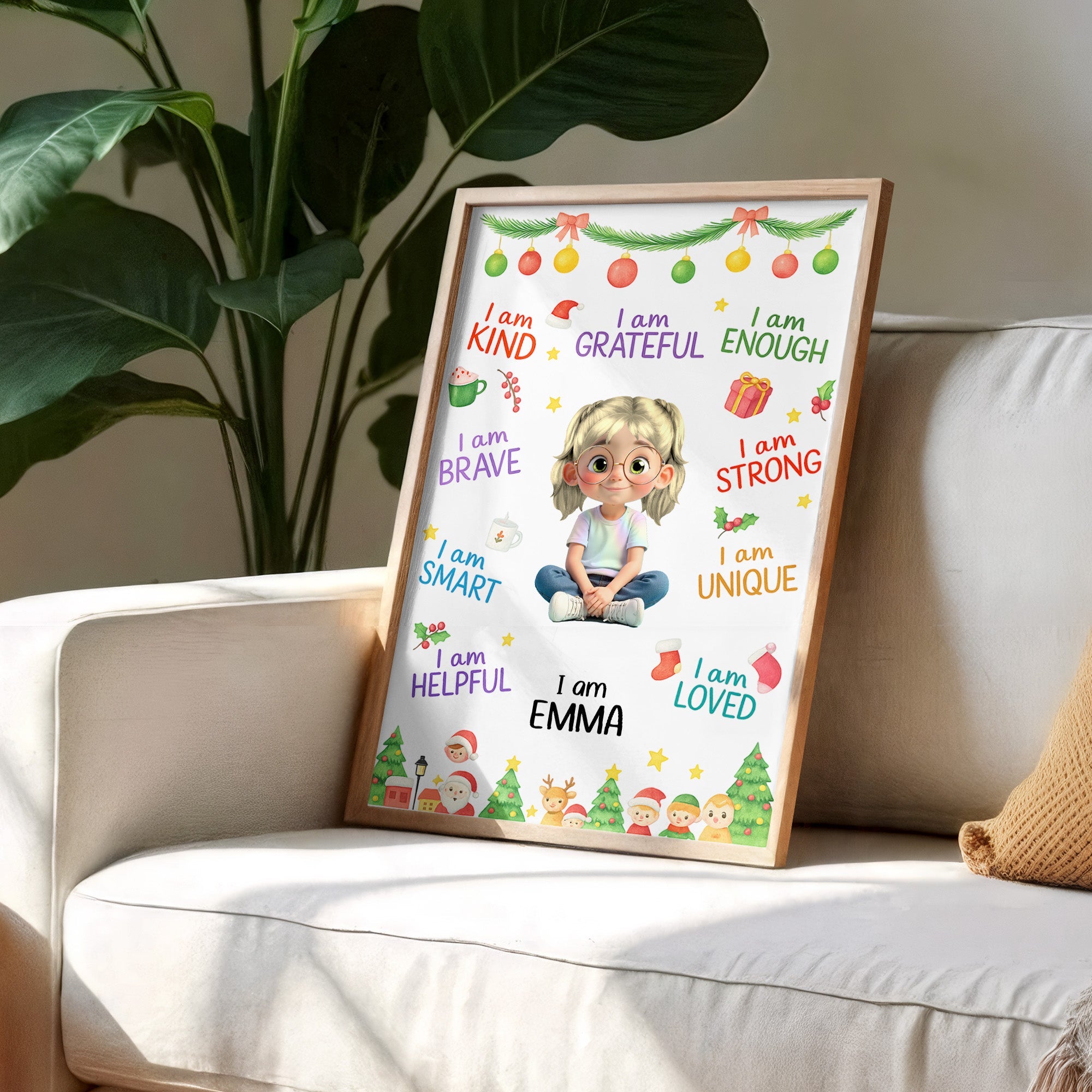I Am Kind, Grateful, Enough, Brave, Inspirational Poster