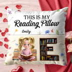 This Is My Reading Pillow With Books And Flowers Design