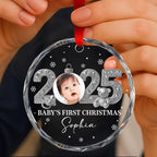 Baby’s First Christmas With Teddy Bear And Snowflakes