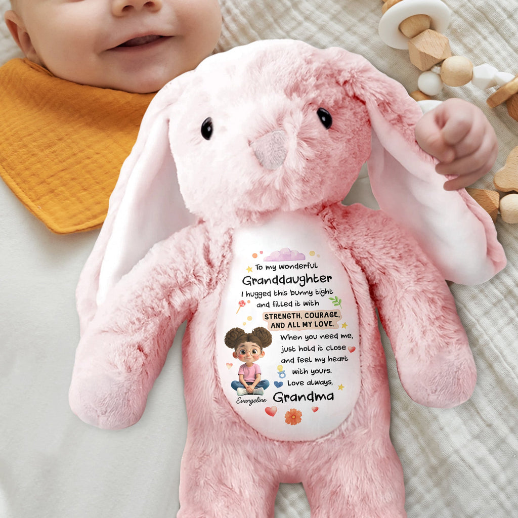 To My Wonderful Granddaughter, Bunny With Flowers And Hearts